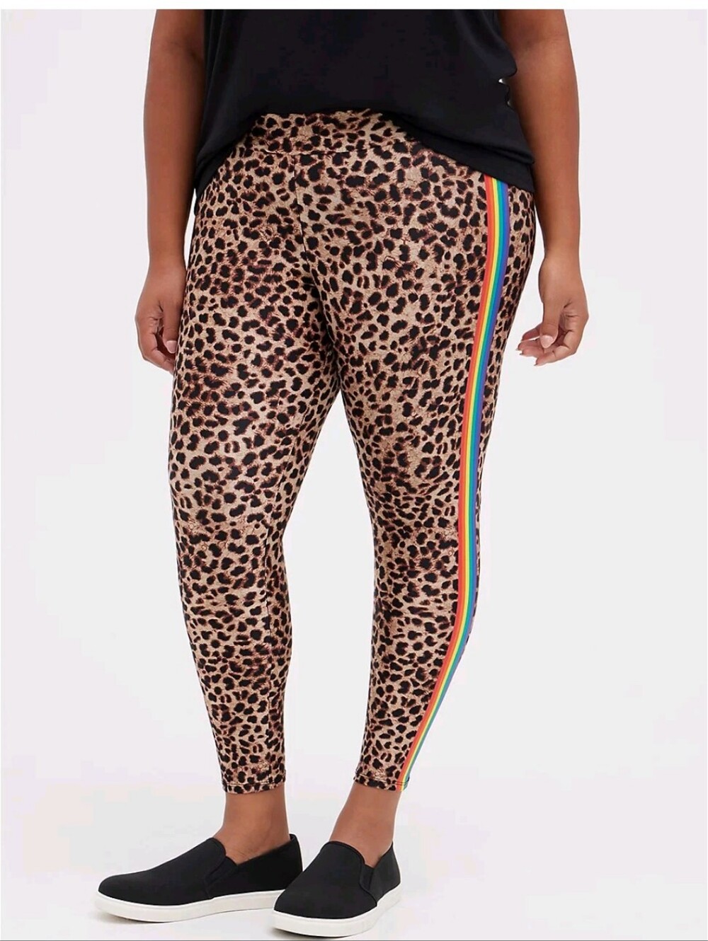 New Torrid Platinum Leggings Liquid Leopard Rainbow Side Stripe Sz 2 18/20